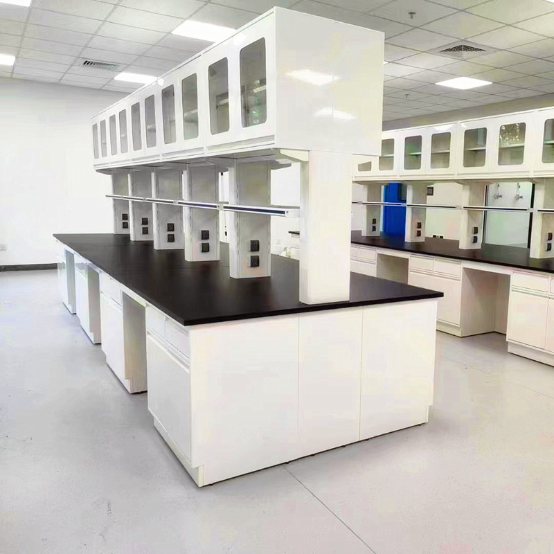 仪征市实验室工作台全钢实验台钢木操作台化验室桌定制中央边台立式吊柜